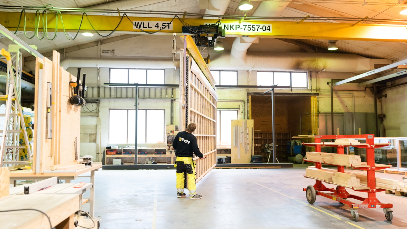 Fra produksjonen hos Tretec Byggsystemer